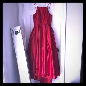 Satin Red Floor-Length Prom Dress